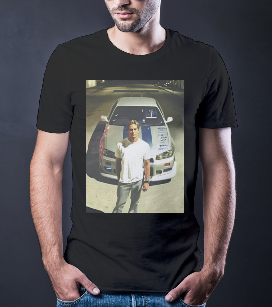 Paul Walker Giving Season With Iconic Car Street Scene T-Shirt