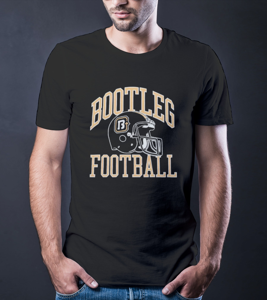 Bootleg Football Helmet Black And Gold Letters T-Shirt