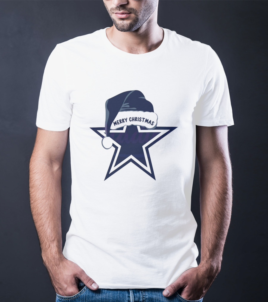 Dallas Cowboys Merry Christmas Santa Hat Star T-Shirt