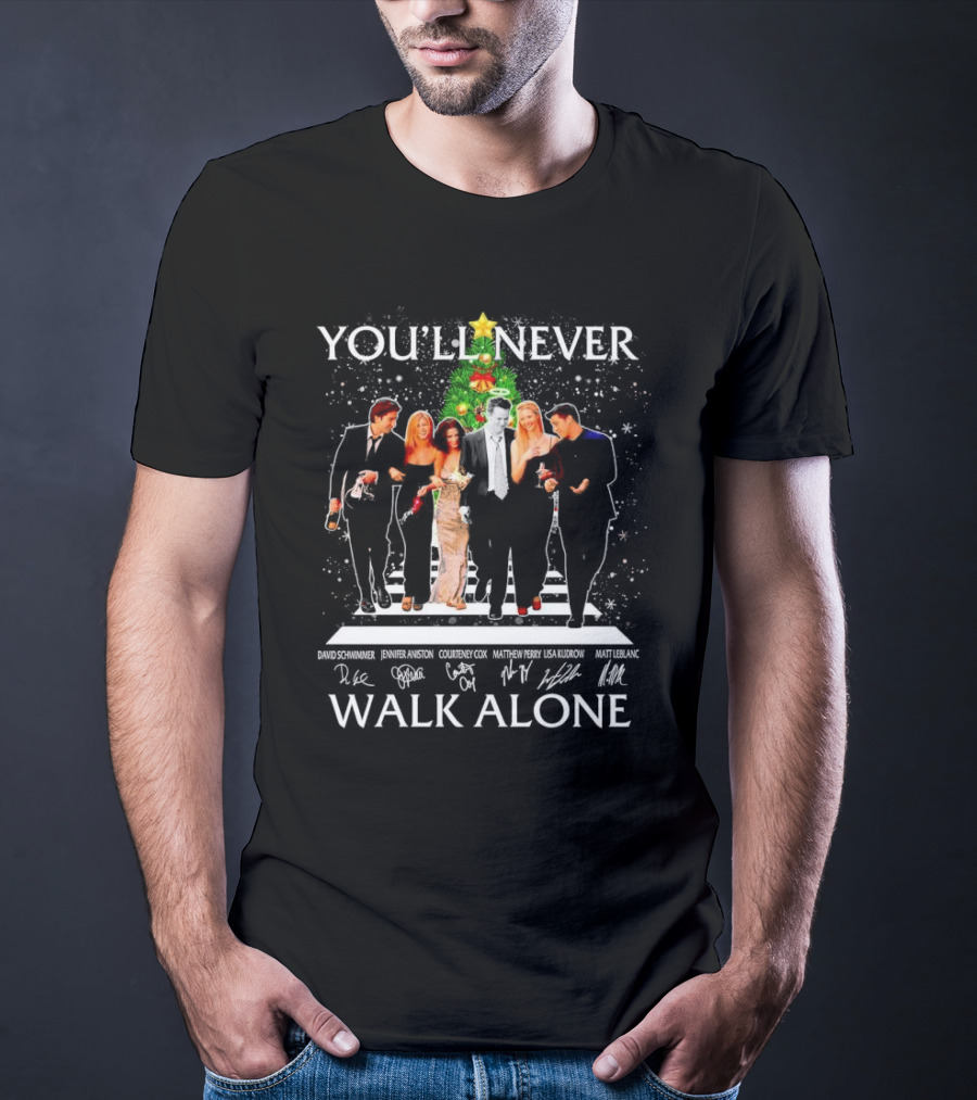 You'll Never Walk Alone Friends Characters Signatures Christmas Tree T-Shirt