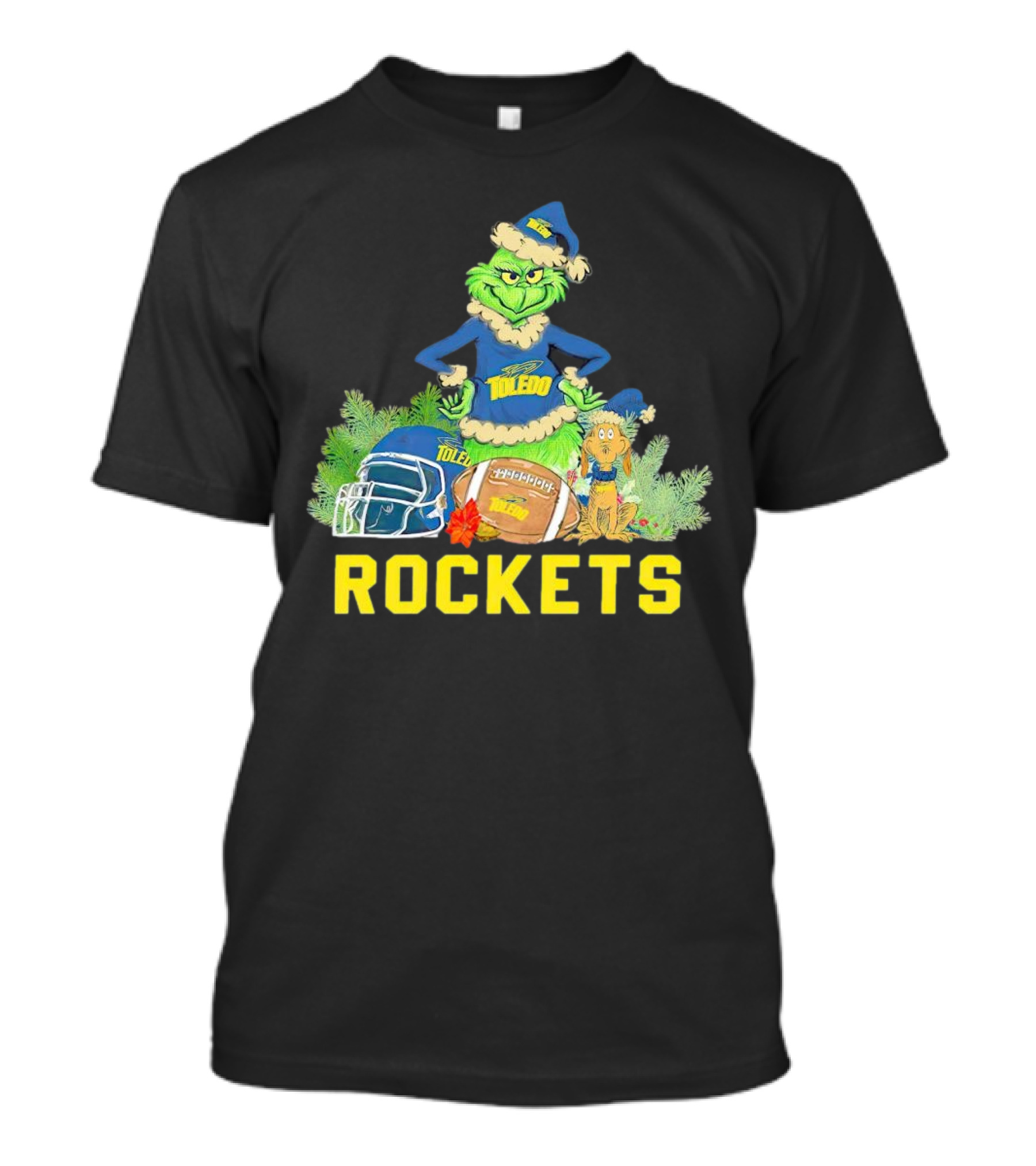 Grinch Toledo Rockets Christmas Football Festive Spirit T-Shirt