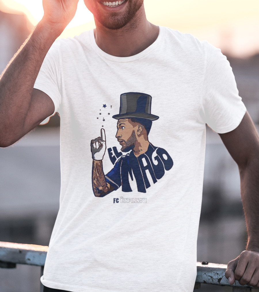 FC Cincinnati Luciano Acosta El Mago Magic Top Hat Tattoos T-Shirt