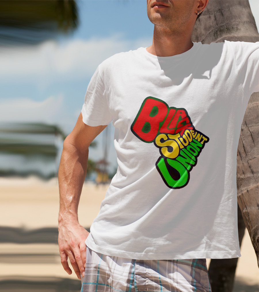 Black Student Union Red Yellow Green Text T-Shirt
