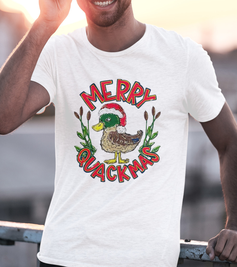 Merry Quackmas Christmas Santa Hat Duck Festive Holiday T-Shirt