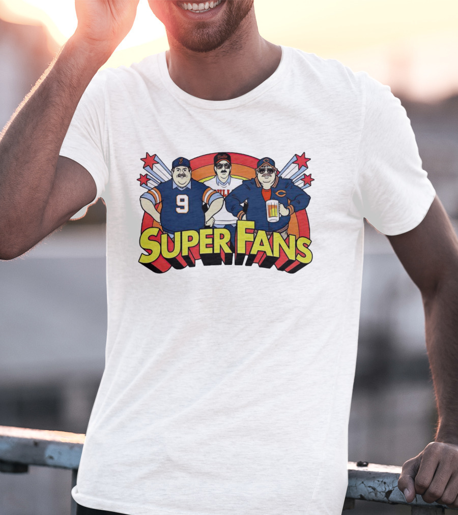 Chicago Bears Super Fans Three Illustrated Characters In Jerseys T-Shirt
