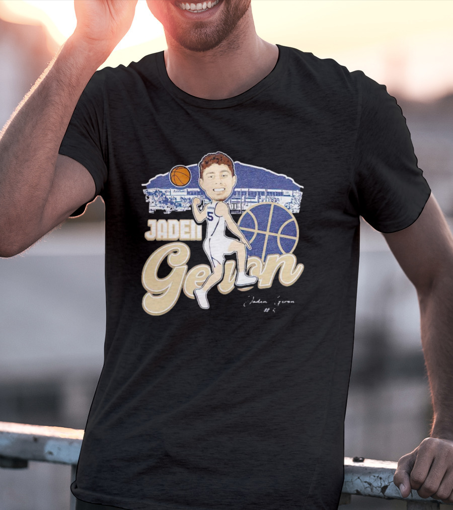Jaden Geron Montana State Bobcats Basketball Caricature Stadium Scene With Signature T-Shirt