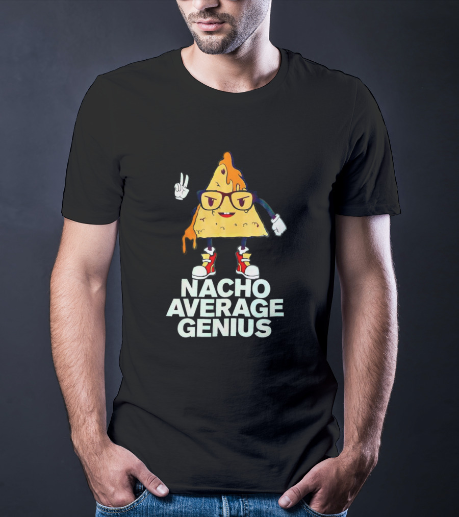 Nacho Average Genius Cartoon Character With Glasses And Sneakers T-Shirt