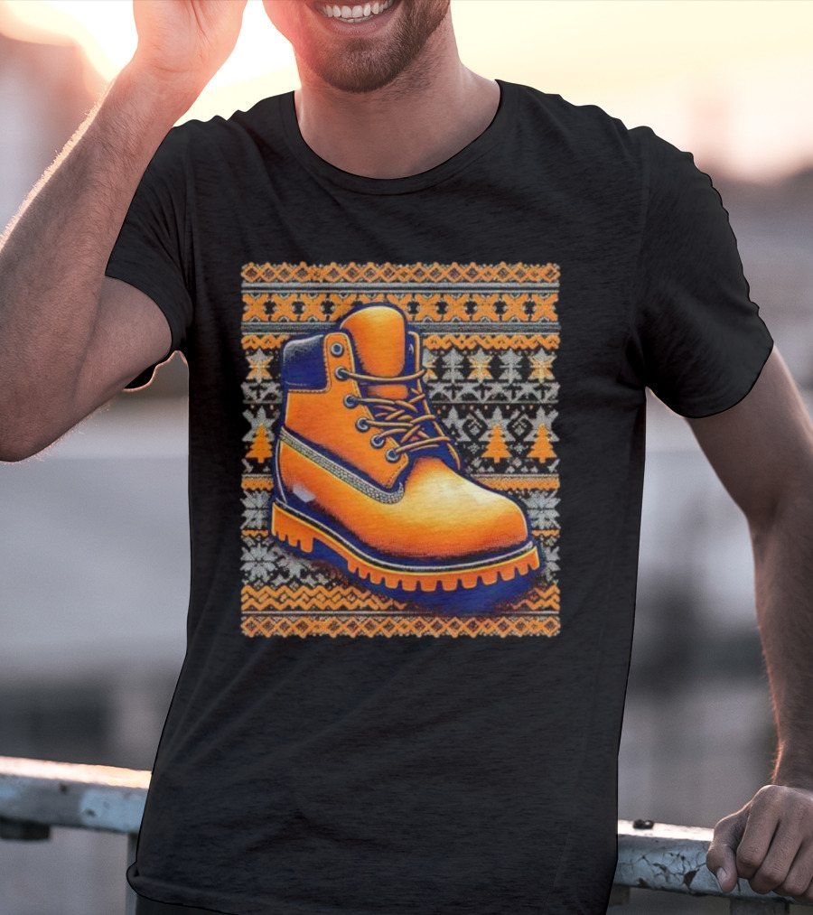 New York Knicks Timbmas Timberland Boot Ugly Christmas T-Shirt