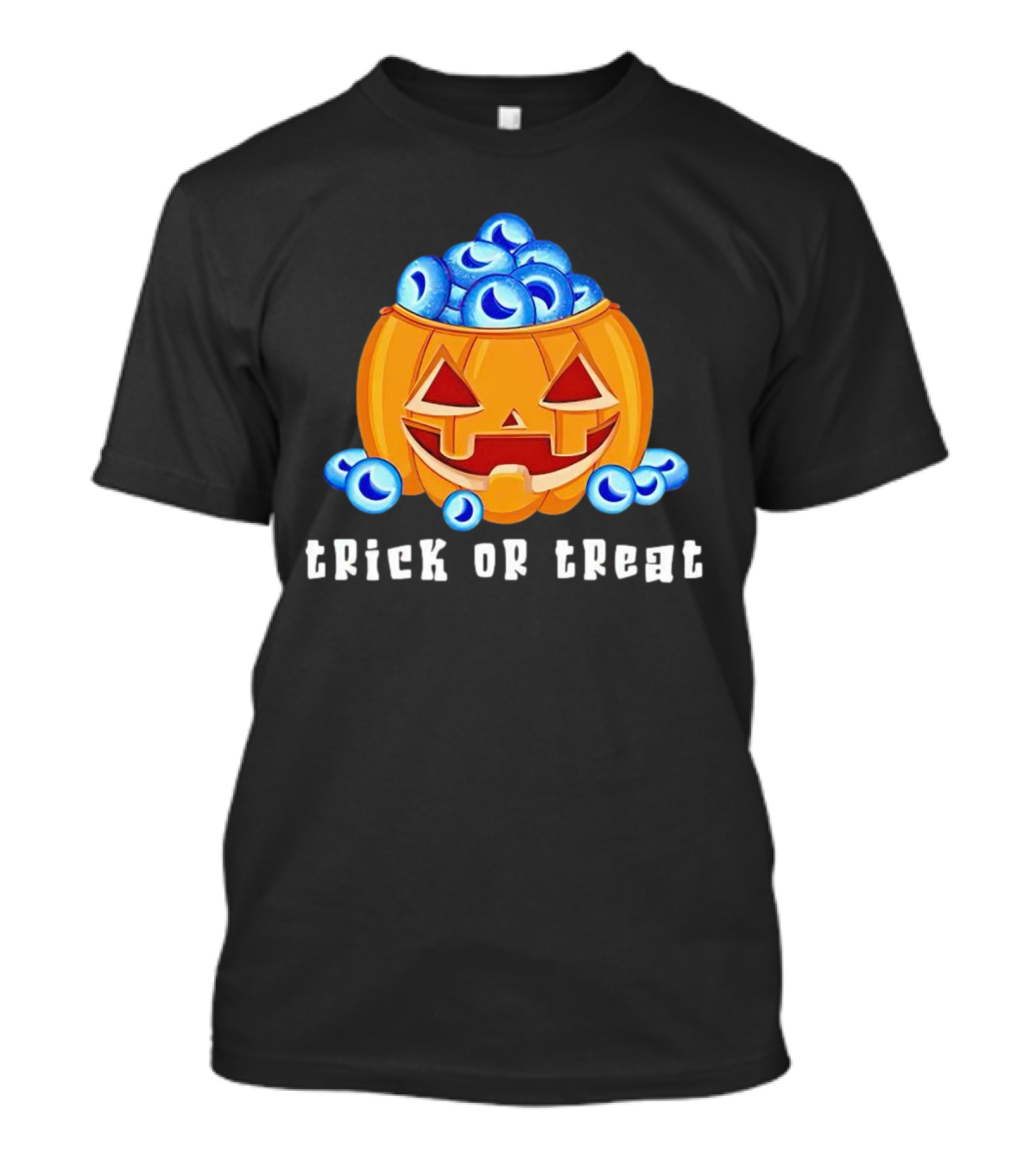 Trick Or Treat Pumpkin With Blue Eyeballs T-Shirt