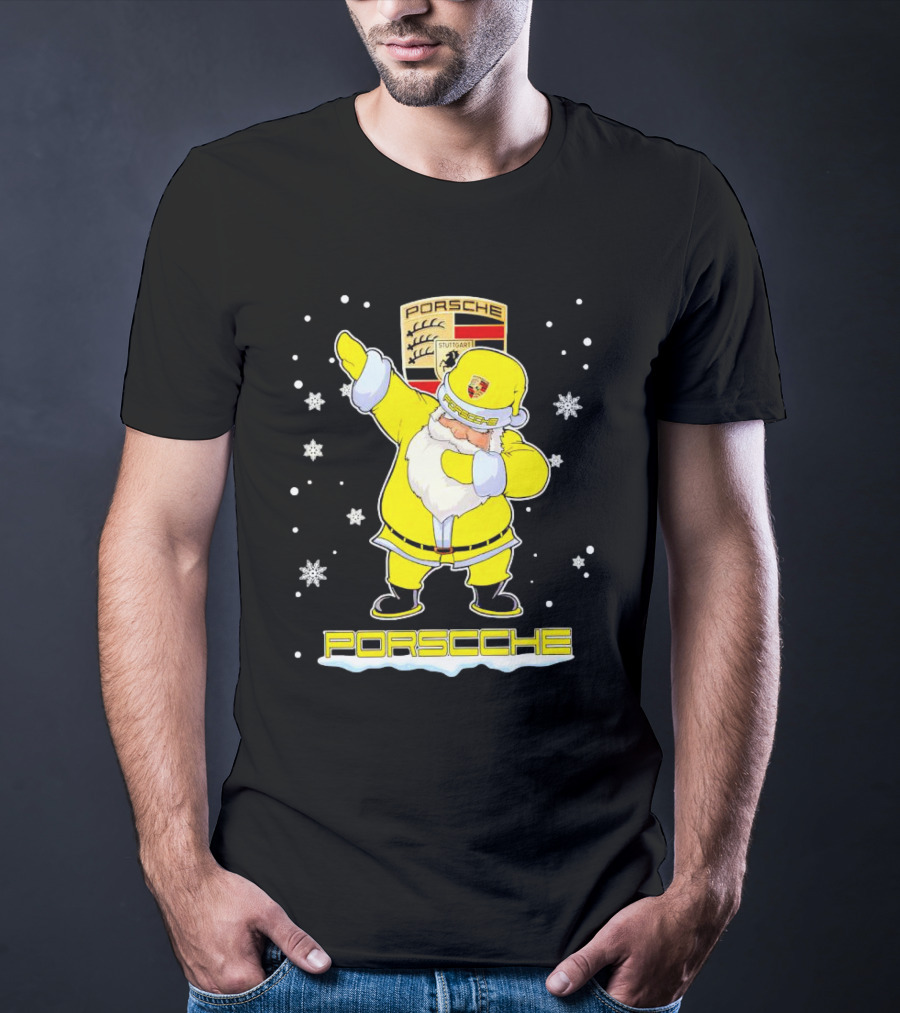 Porsche Santa Claus Dabbing Christmas Snowflakes T-Shirt