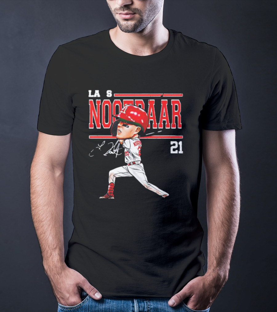 Lars Nootbaar St. Louis Baseball Cartoon Signature 21 T-Shirt