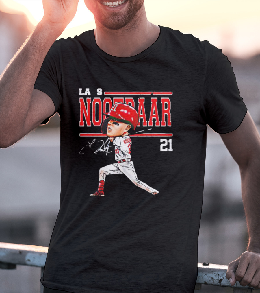 Lars Nootbaar St. Louis Baseball Cartoon Signature 21 T-Shirt