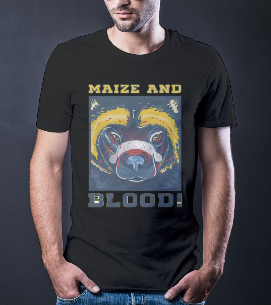 Maize And Blood Michigan Wolverines Bear T-Shirt