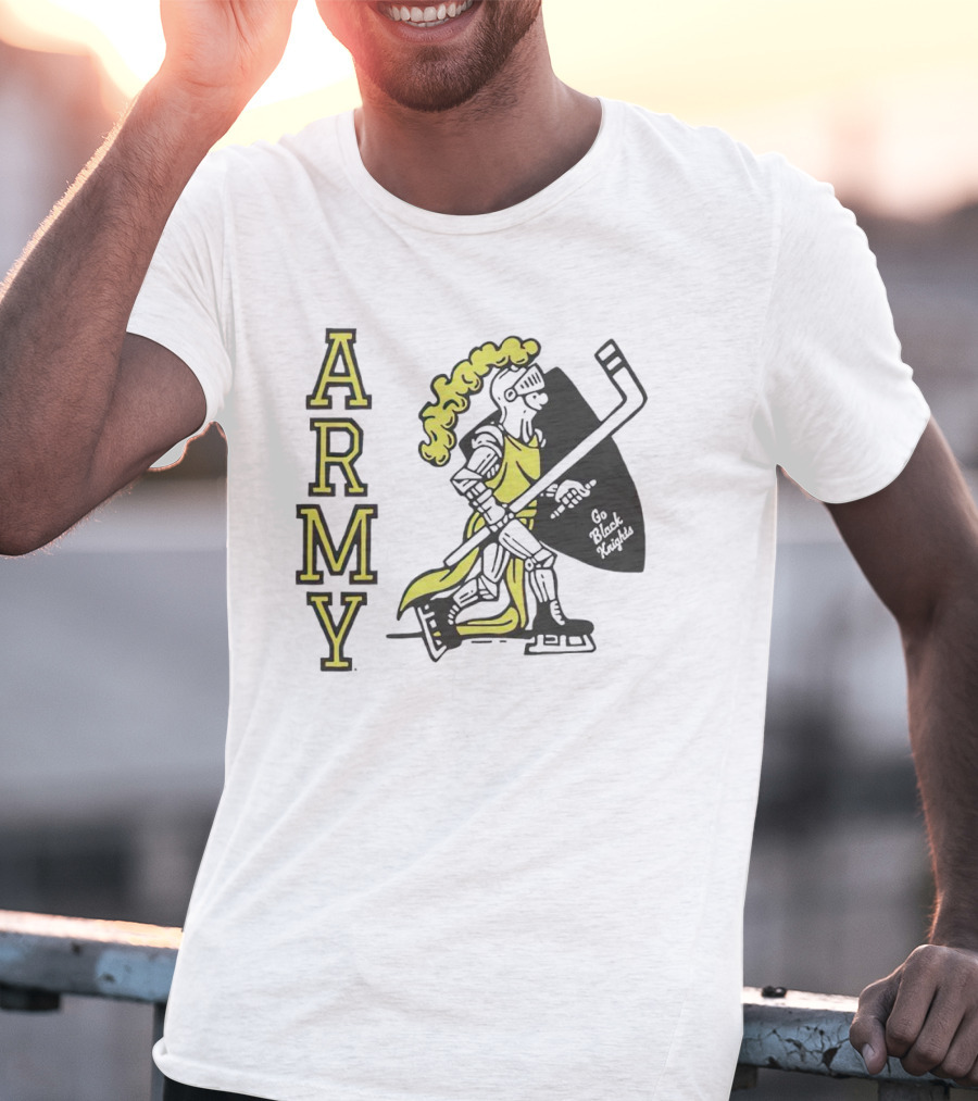 Army Hockey Go Black Knights Warrior Holding Hockey Stick T-Shirt