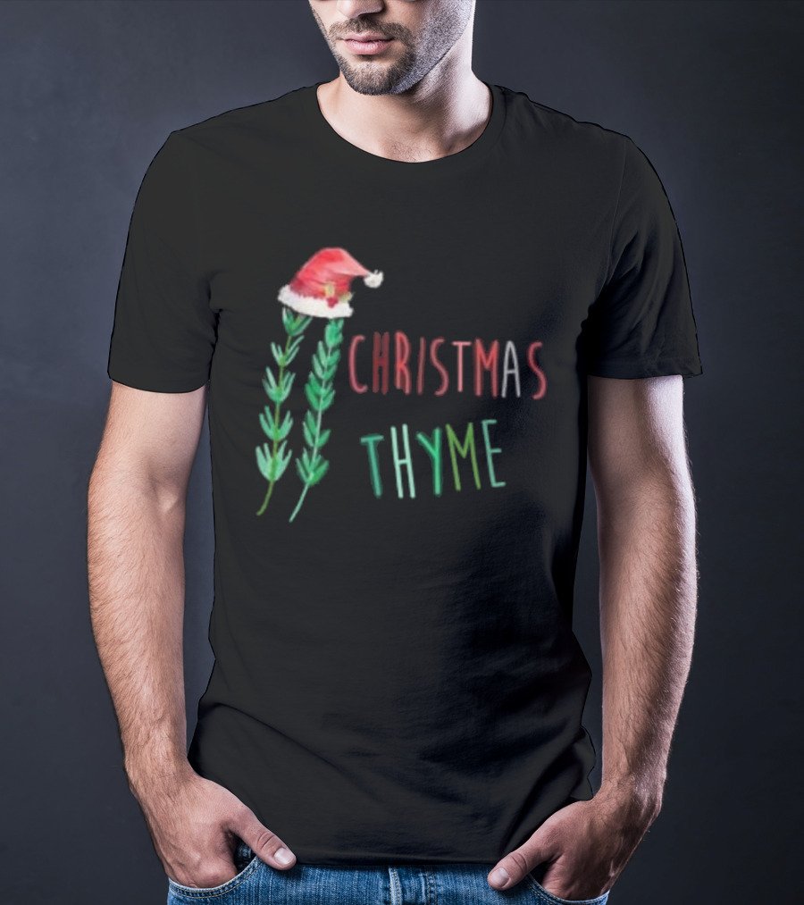 Christmas Thyme Santa Hat Herb Fun T-Shirt