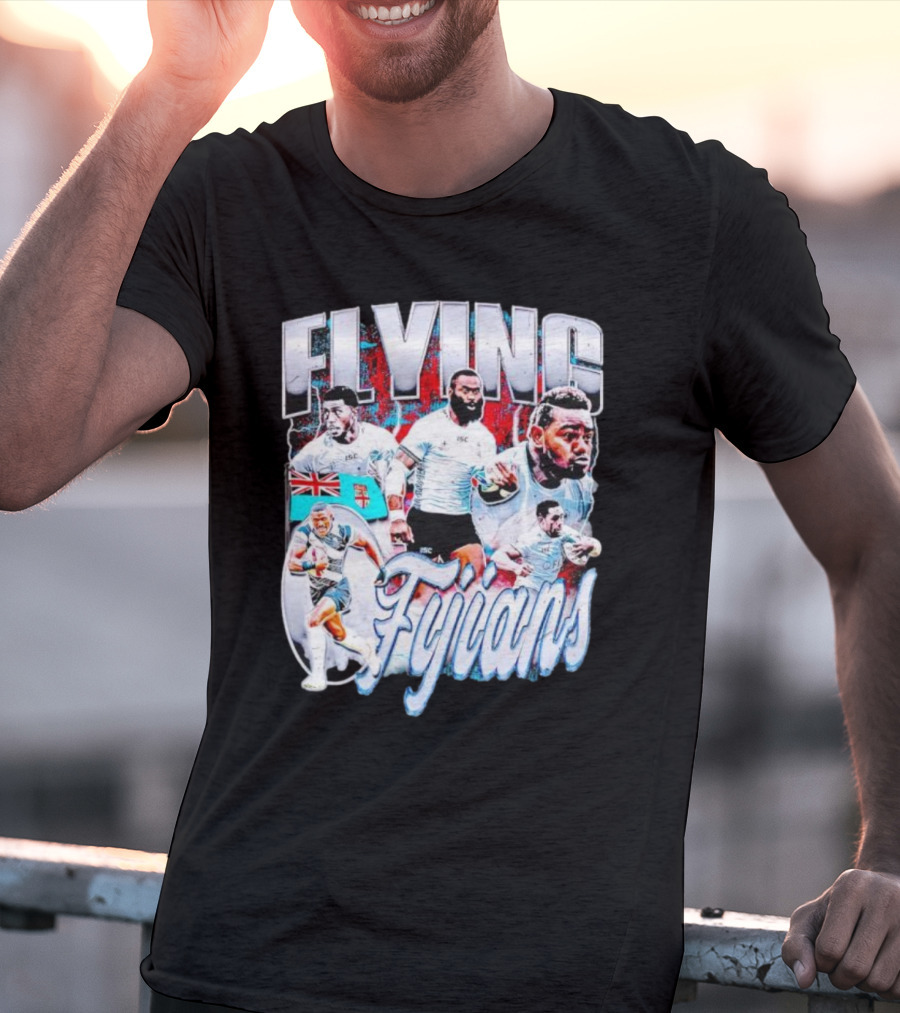 Flying Fijians Rugby Team Dynamic Tribute With Fiji Flag T-Shirt