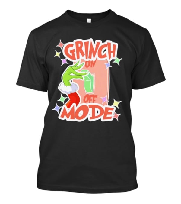 Grinch On Off Mode Green Furry Hand Lightswitch Stars T-Shirt