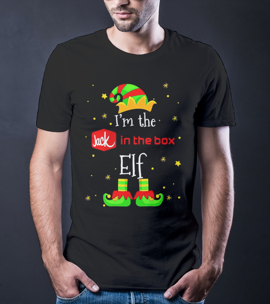 I’m The Jack In The Box Elf Christmas Green Red Hat Shoes Stars T-Shirt