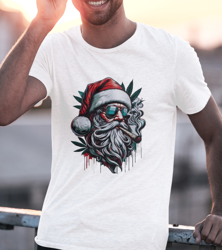 Santa Claus Smoking Weed Marijuana Christmas Holiday T-Shirt