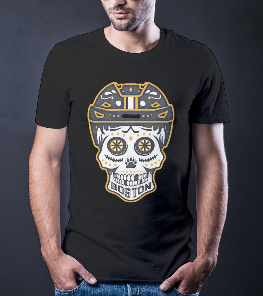 Boston Bruins Sugar Skull Helmet T-Shirt
