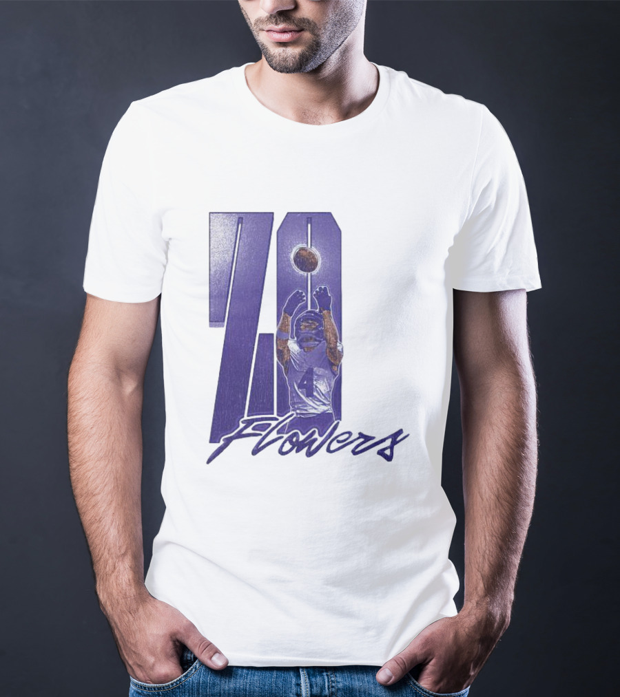 Zay Flowers Baltimore Football Catching Number 4 T-Shirt