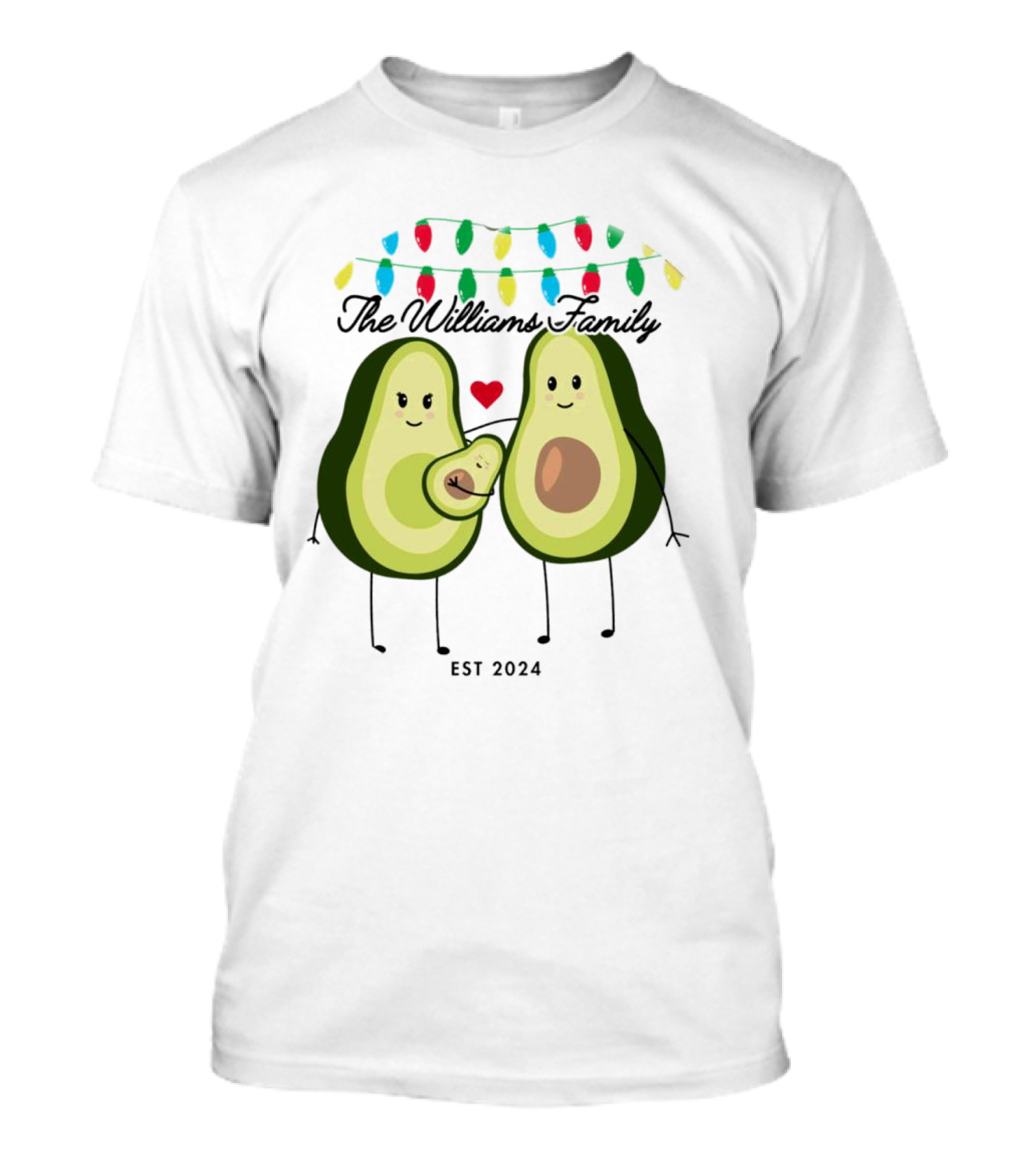 The Williams Family Baby On The Way Avocado Parents Christmas Lights Est T-Shirt