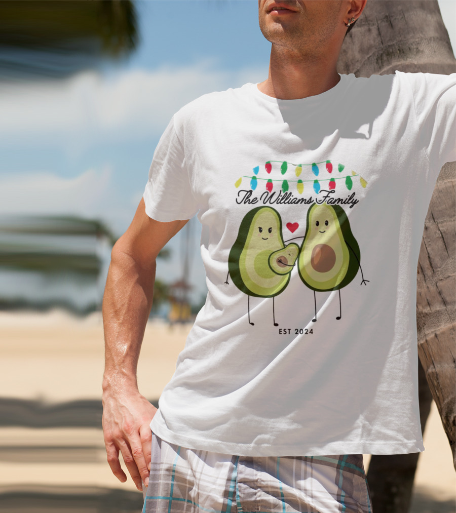 The Williams Family Baby On The Way Avocado Parents Christmas Lights Est T-Shirt
