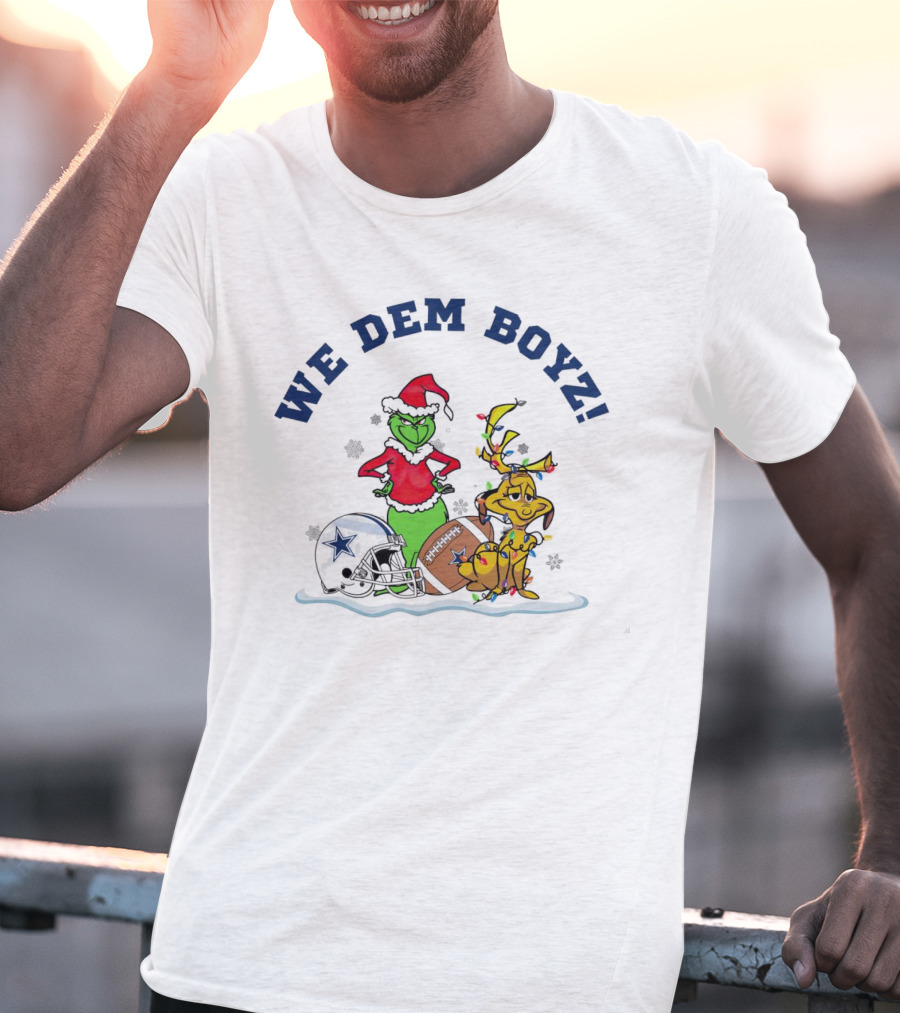 We Dem Boyz Grinch And Max Dallas Cowboys Christmas T-Shirt