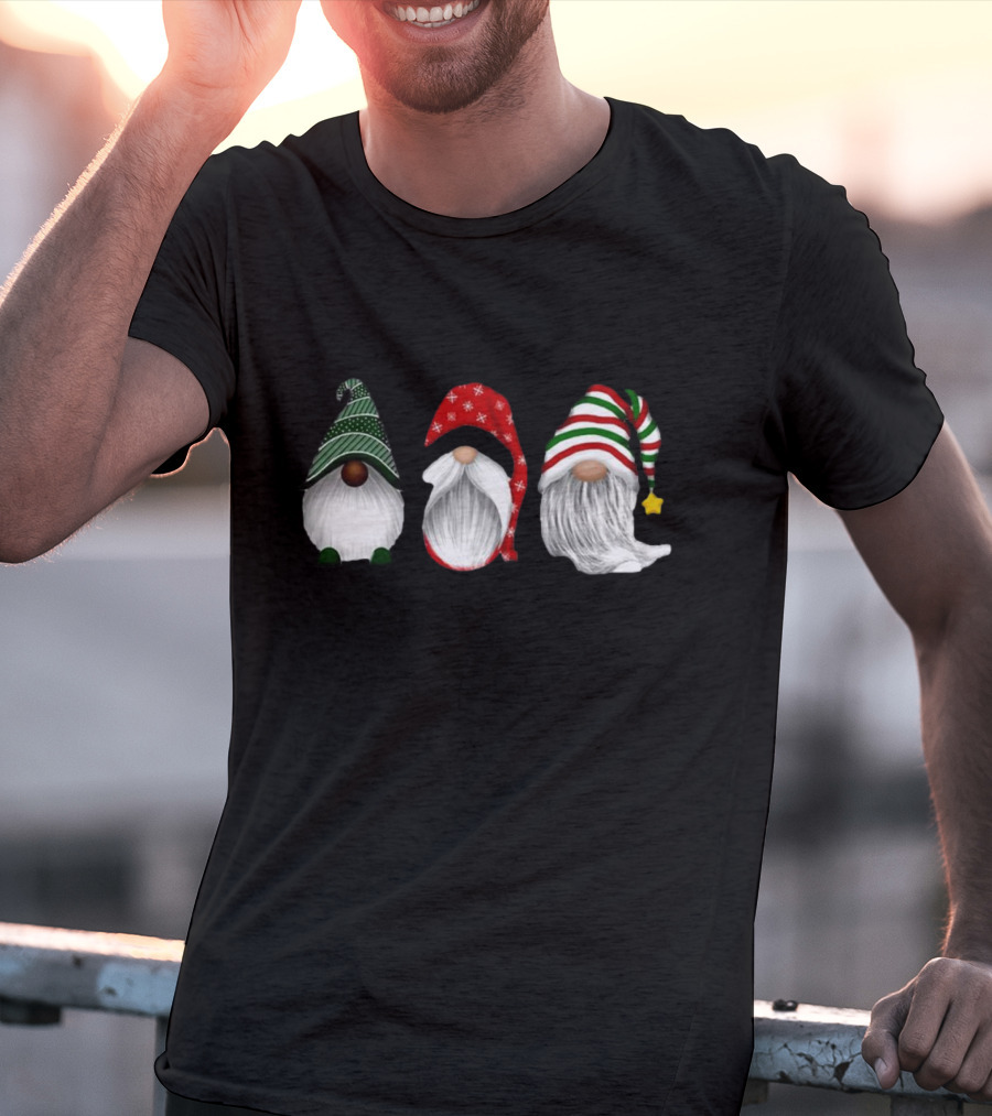 Holiday Gnomies Christmas Gnome Trio In Festive Hats T-Shirt