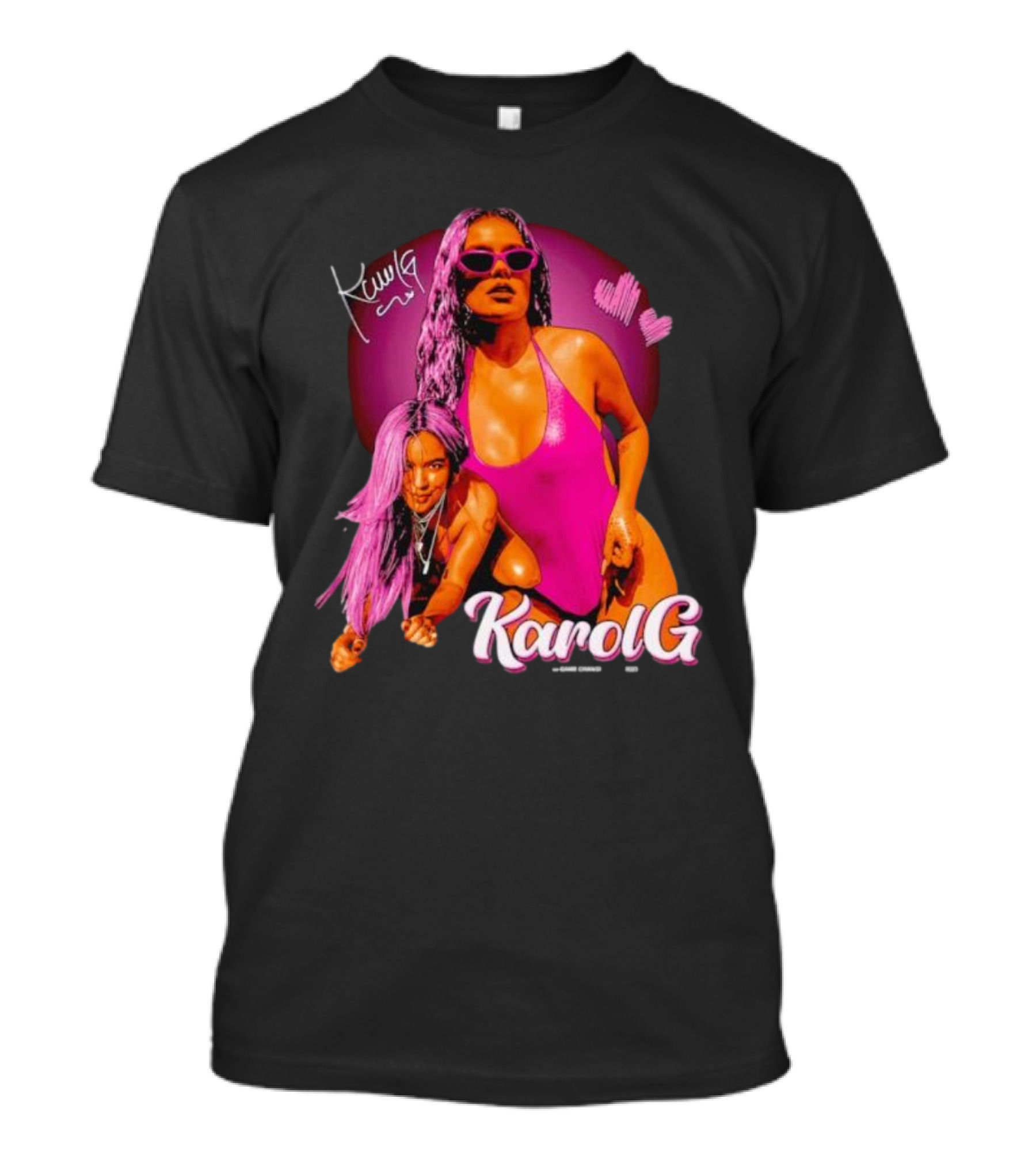 Karol G Signature Neon Pink Retro Style Fashion T-Shirt
