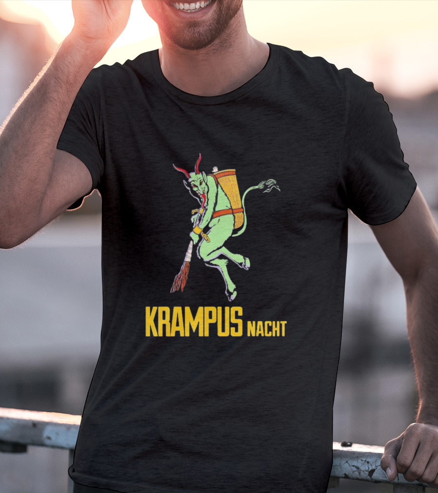 KRAMPUS NACHT Vintage Green Demon With Basket And Birch Bundle T-Shirt
