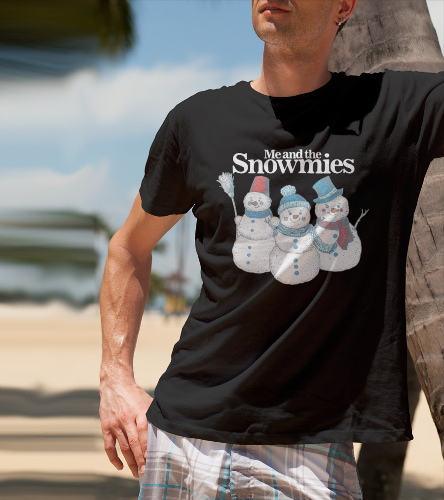 Me And The Snowmies Christmas Trio With Brooms And Hats T-Shirt
