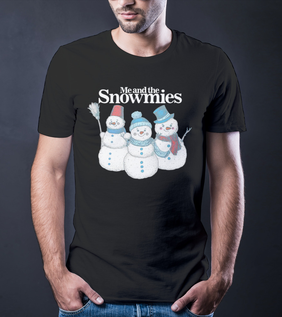 Me And The Snowmies Christmas Trio With Brooms And Hats T-Shirt