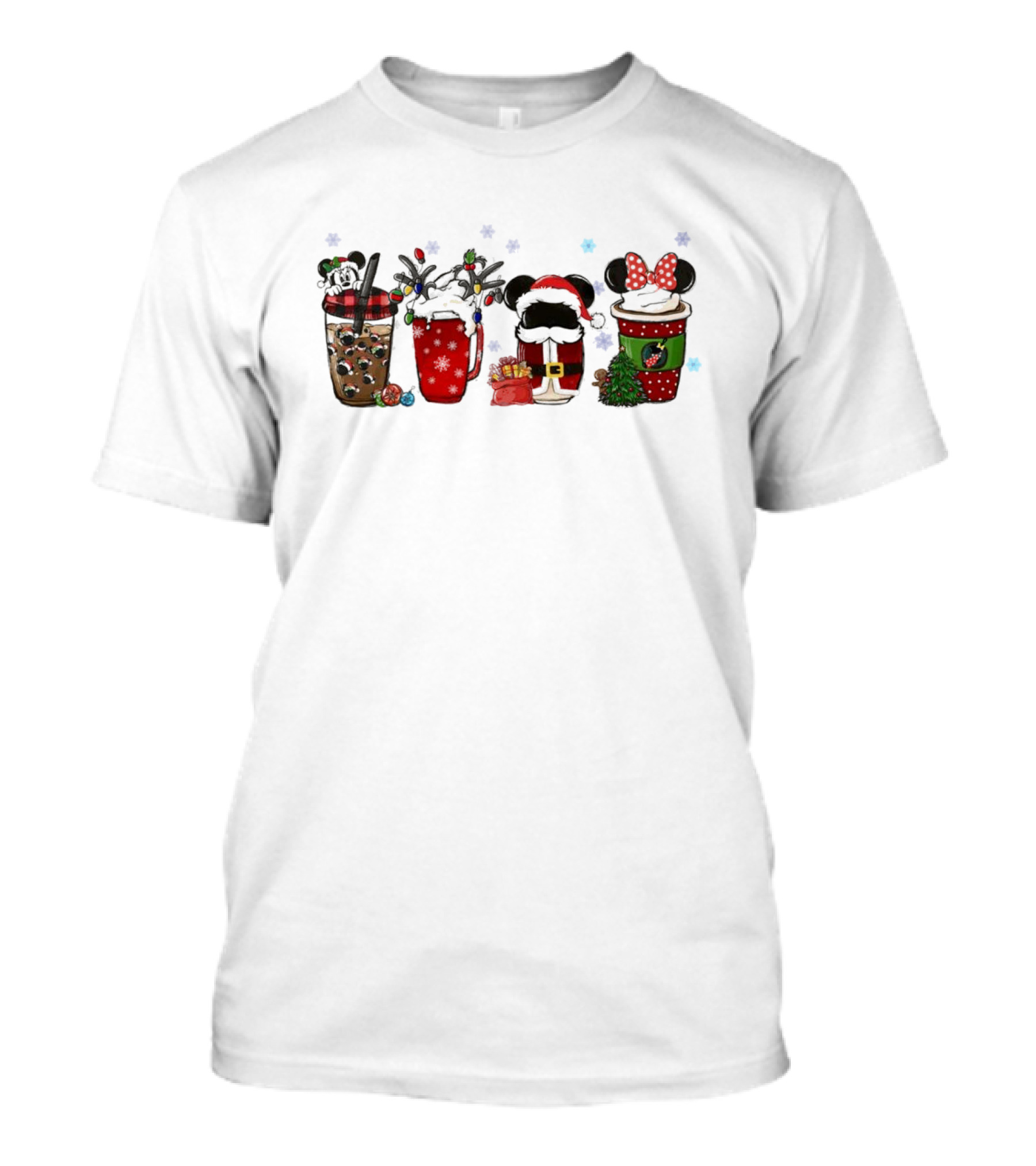 Mickey Mouse Christmas Drinks With Holiday Decorations T-Shirt