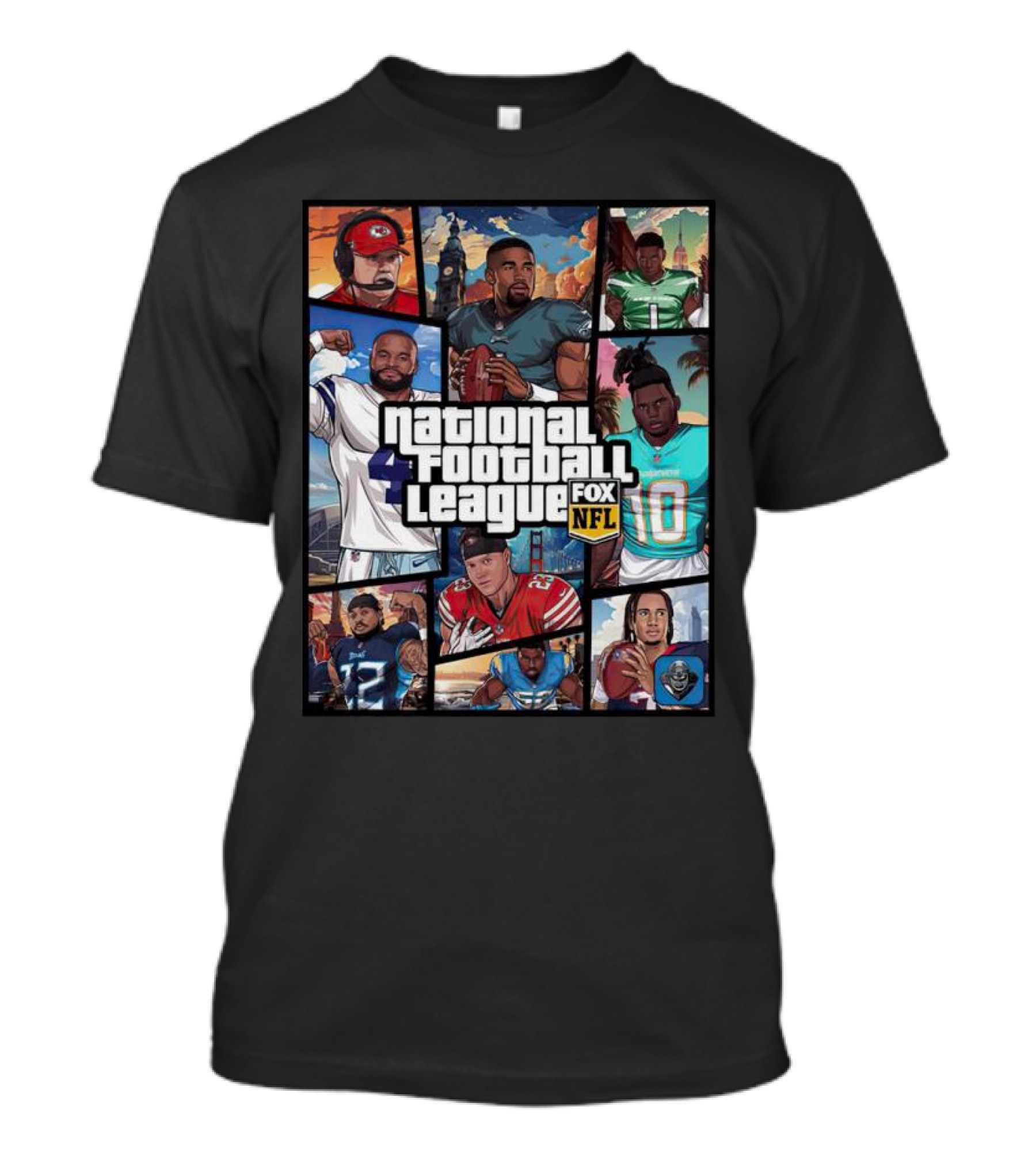 National Football League NFL Teams Players Fox Sports Grand Theft Auto T-Shirt