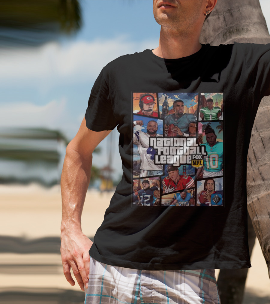 National Football League NFL Teams Players Fox Sports Grand Theft Auto T-Shirt