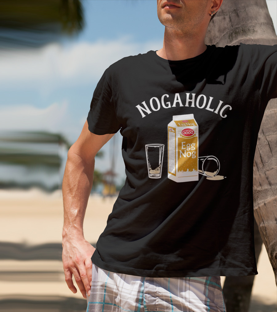 Nogaholic Wicked Good Egg Nog Carton And Glasses T-Shirt