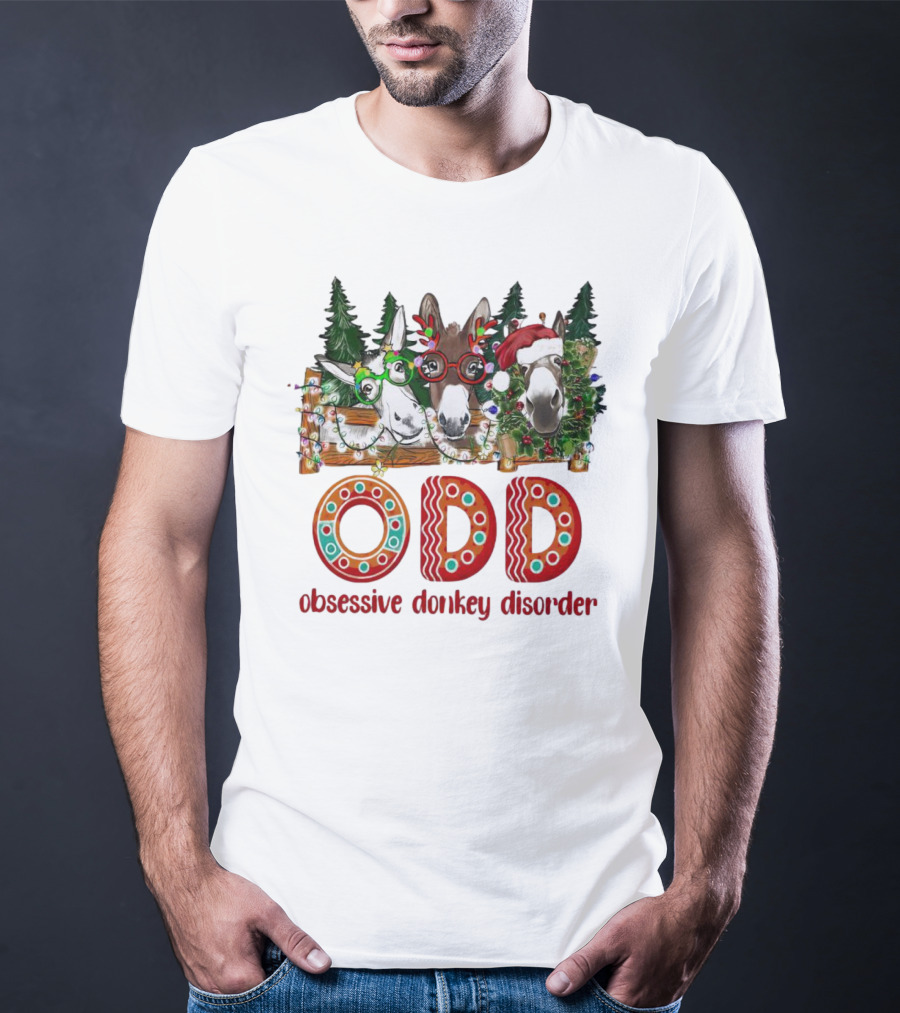 ODD Obsessive Donkey Disorder Christmas Holiday Donkeys With Festive Decorations T-Shirt