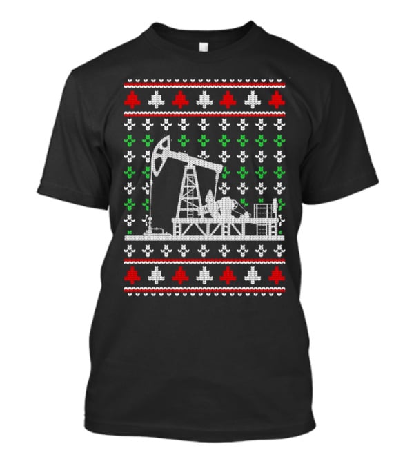 Oil Rig Pump Drill Christmas Knitted T-Shirt