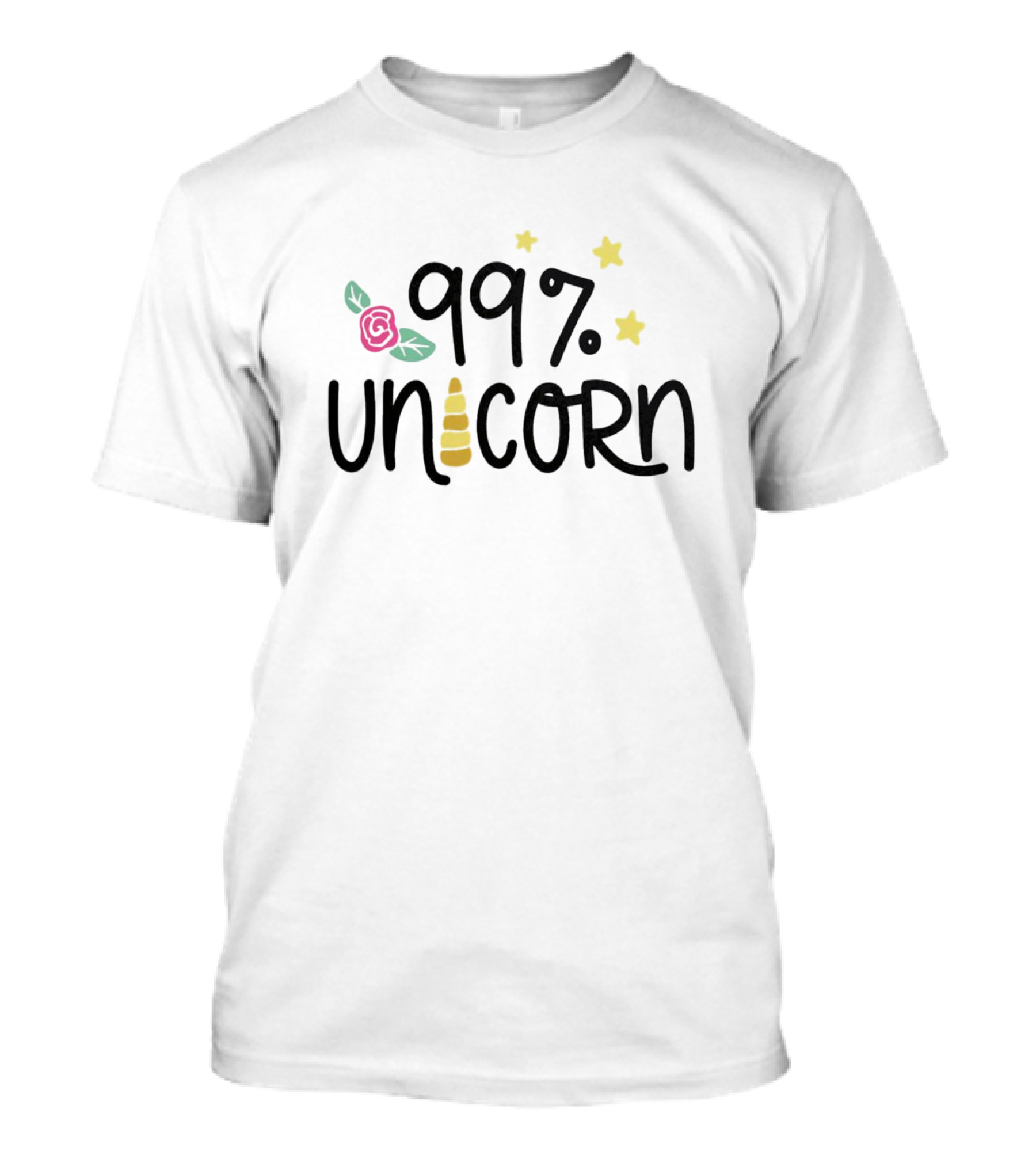 99 Percent Unicorn With Stars And Rose Elements T-Shirt