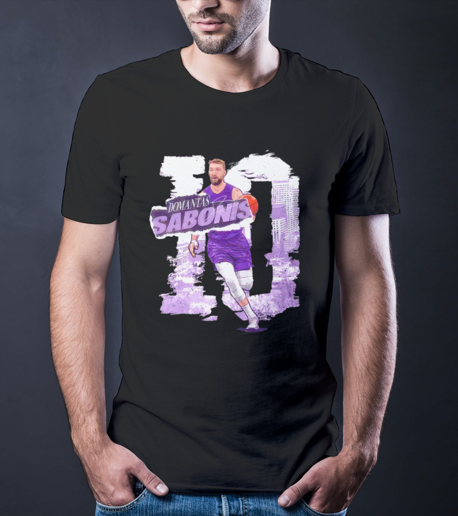 Domantas Sabonis Sacramento Basketball Purple T-Shirt