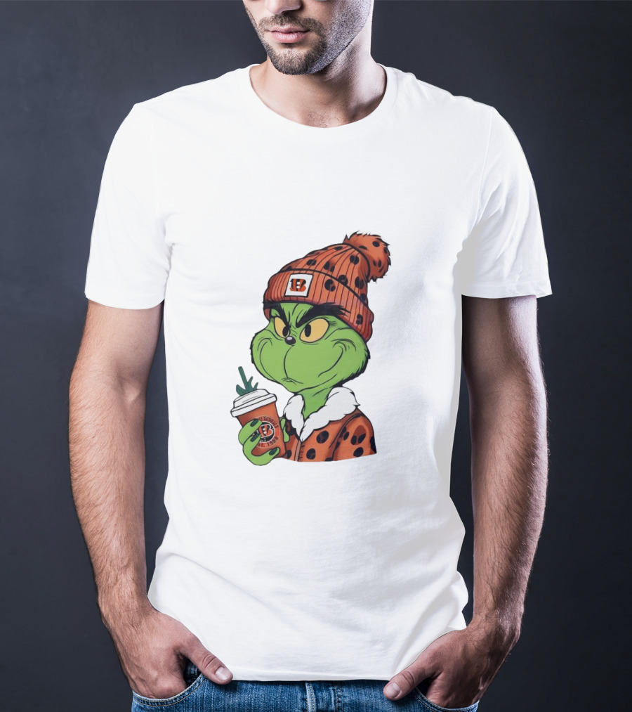 Grinch Boujee Cincinnati Bengals Football Fan Holiday T-Shirt