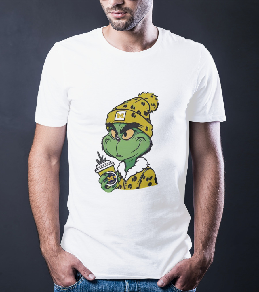 Grinch Boujee Michigan Wolverines M Logo Winter Outfit Coffee Cup T-Shirt
