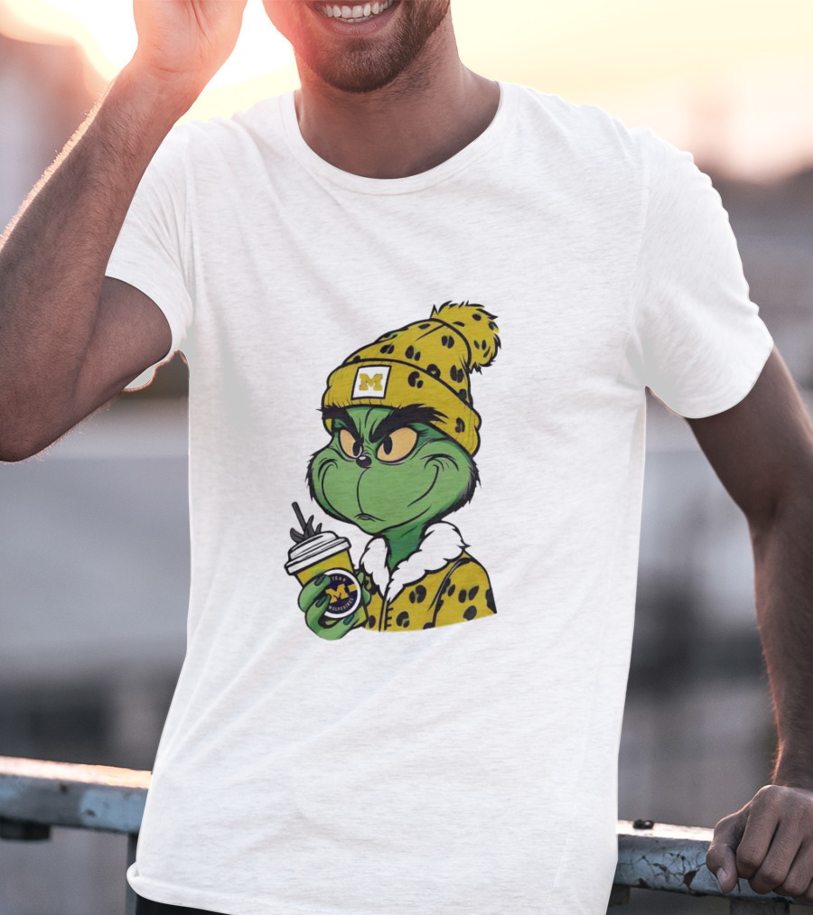 Grinch Boujee Michigan Wolverines M Logo Winter Outfit Coffee Cup T-Shirt