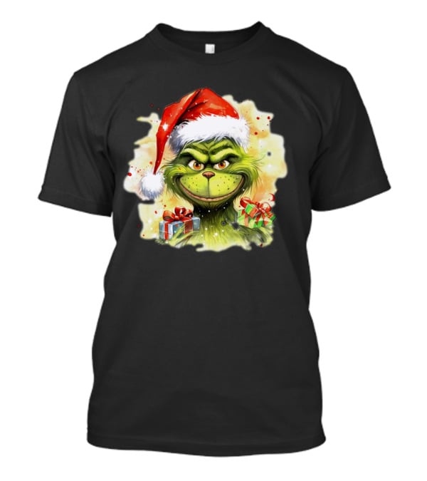 Santa Grinch Watercolor Christmas Gift Boxes T-Shirt