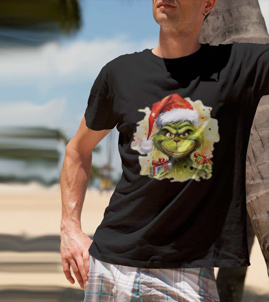 Santa Grinch Watercolor Christmas Gift Boxes T-Shirt