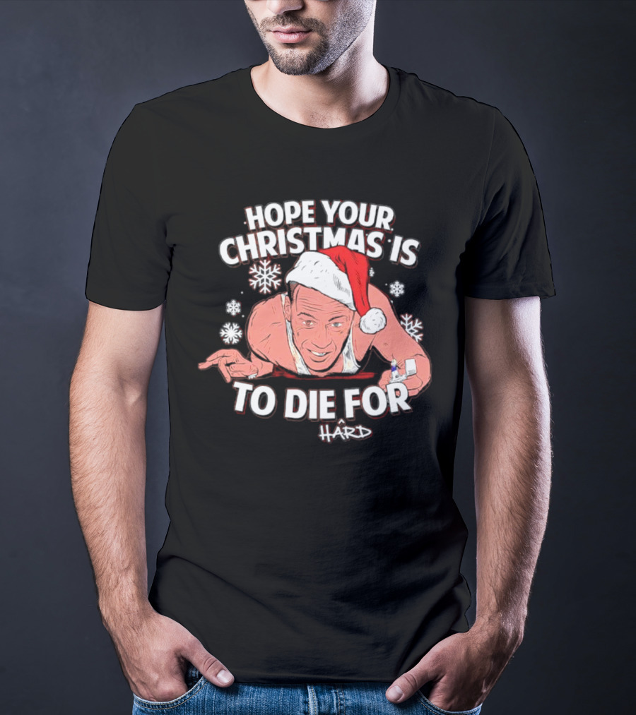 Hope Your Christmas Is To Die Hard Snowflakes Santa Hat Candle T-Shirt