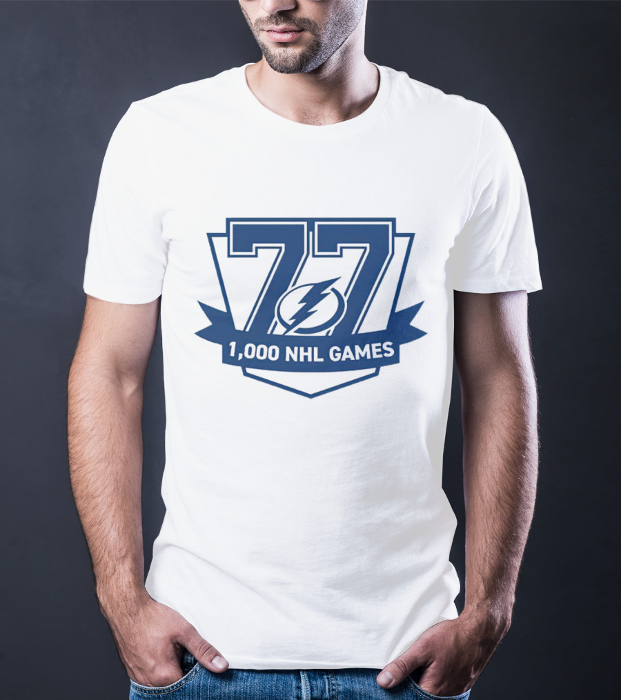 Tampa Bay Lightning 77 1000 NHL Games T-Shirt