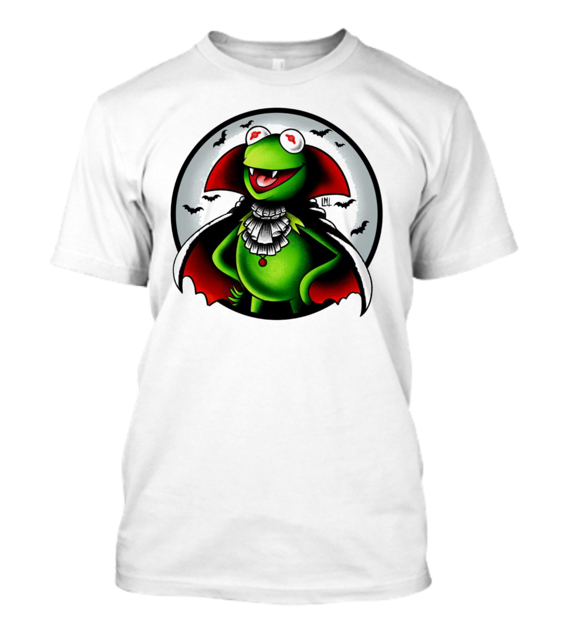 Vampire Kermit The Frog Moon Bats Cloaked Character T-Shirt