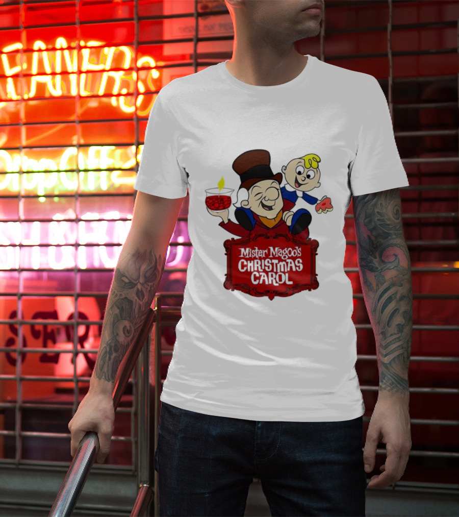 Mister Magoo's Christmas Carol Cartoon Illustration With Festive Characters T-Shirt